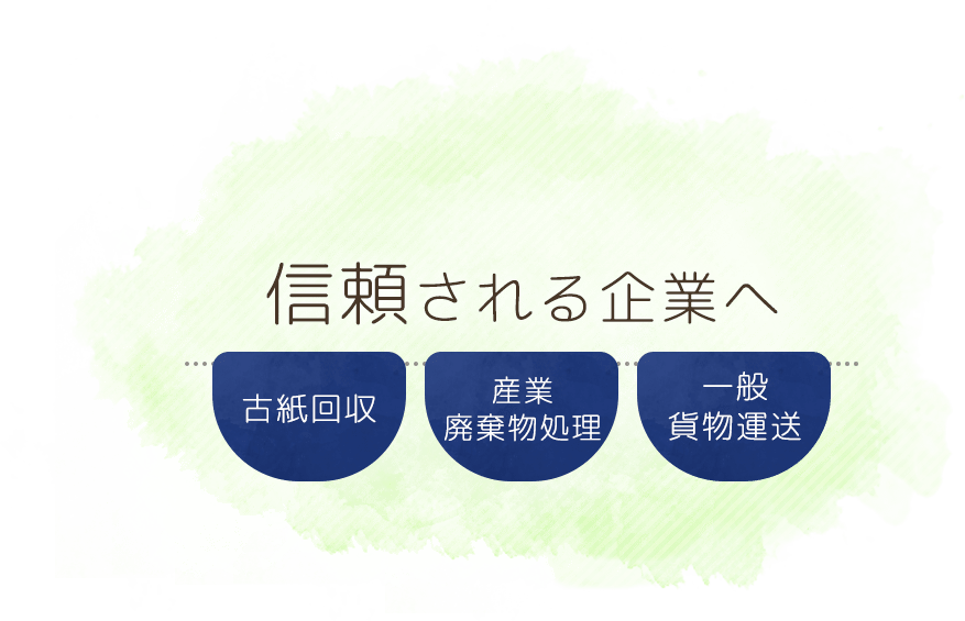 信頼される企業へ 古紙回収 産業廃棄物処理 一般貨物運送